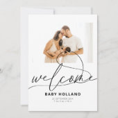 Welkom Baby Foto Modern minimalistische geboorte Aankondiging (Voorkant)