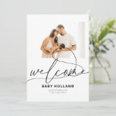 Welkom Baby Foto Modern minimalistische geboorte Aankondiging (Staand voorkant)
