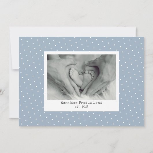 Welkom Baby Fotocollage Blauwe Geboorteaankondigin Aankondiging (Achterkant)