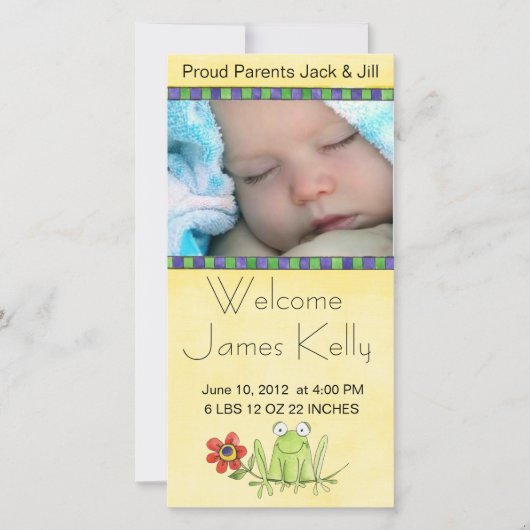 Welkom baby-fotokaart aankondiging (Voorkant)