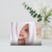 Welkom Baby geboortefoto Briefkaart Gir (Staand voorkant)