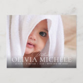 Welkom Baby geboortefoto Briefkaart Gir (Voorkant)