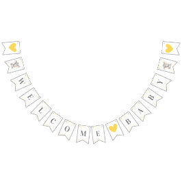 Welkom Baby Geel Grijs Olifant Douche Sprinkle Vlaggetjes