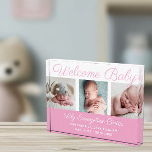 Welkom Baby Girl 3 Foto  Roze script