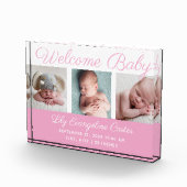 Welkom Baby Girl 3 Fotografie  Roze Script Fotoblokken (Rechts)