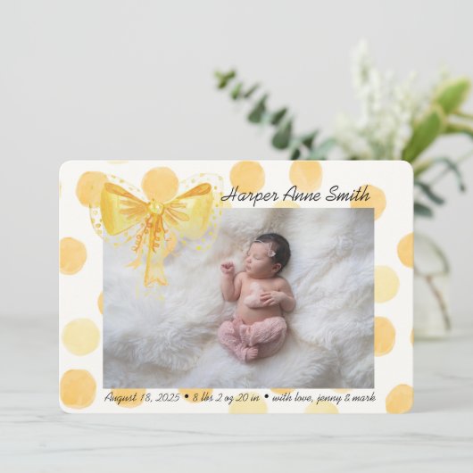 Welkom Baby Girl Aankondiging (Staand voorkant)