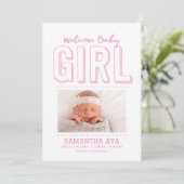 Welkom Baby Girl | Aankondiging geboorte (Staand voorkant)