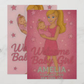 Welkom Baby Girl - Barbie's sprankelende omhelzing Kaart (Voorkant / Achterkant)