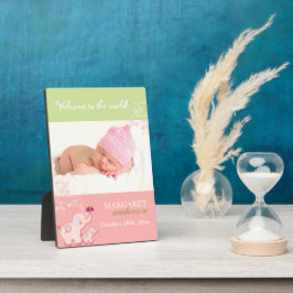 Welkom Baby Girl Cute Pink Elephant Baby Foto Fotoplaat
