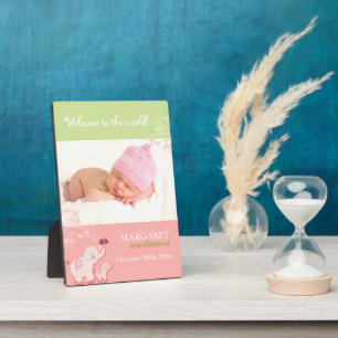 Welkom Baby Girl Cute Pink Elephant Baby Foto Fotoplaat