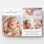 Welkom Baby Girl Foto Collage Birth Aankondiging Fotoplaat (voorkant)