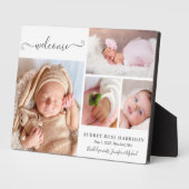 Welkom Baby Girl Foto Collage Birth Aankondiging Fotoplaat (Zijkant)