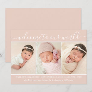 Welkom Baby Girl Foto Collage Blush Birth Announ Aankondiging