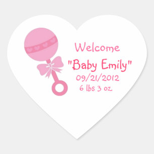 Welkom baby Girl Heart Sticker