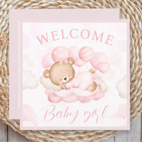Welkom Baby Girl Name Persoonlijke Roze Beer Kaart