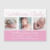 Welkom Baby Girl Newborn Foto roze Magnet (Voorkant)