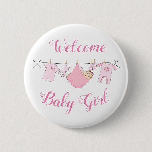 Welkom Baby Girl Ronde Button 5,7 Cm (Voorkant)