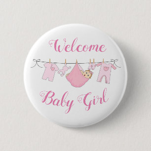 Welkom Baby Girl Ronde Button 5,7 Cm