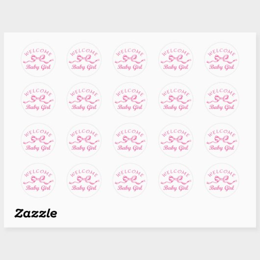 Welkom Baby Girl Ronde Sticker (Vel)