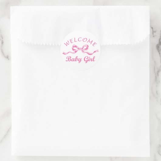 Welkom Baby Girl Ronde Sticker (Tas)