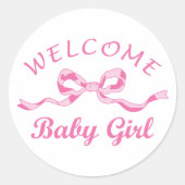Welkom Baby Girl Ronde Sticker (Voorkant)