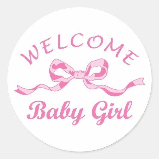 Welkom Baby Girl Ronde Sticker (Voorkant)