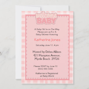 Welkom Baby Girl Shower-uitnodiging Kaart