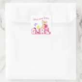 Welkom Baby Girl Vierkante Sticker (Tas)