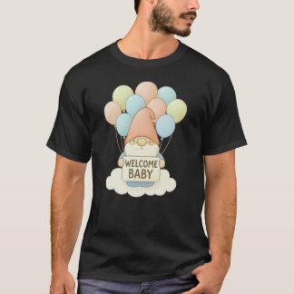 Welkom Baby Gnome met pastelballonnen T-shirt