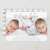 WELKOM BABY-GRAY AANKONDIGING (Voorkant / Achterkant)