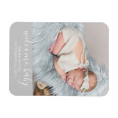 Welkom, Baby | Gray Birth Announement Foto Magneet (Horizontaal)