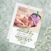 Welkom Baby Greenery Foto Geboorte Aankondiging