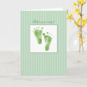 Welkom, Baby, groen, gefeliciteerd, nieuwe babyvoe Kaart (Gele Bloem)