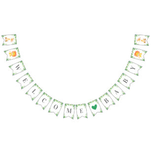 Welkom Baby Groene Jungle Safari Shower Sprinkle Vlaggetjes