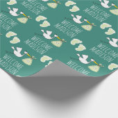 Welkom Baby | Groene winkel en voetafdruk Cadeaupapier (Hoek)