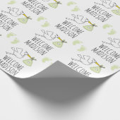 Welkom Baby | Groene winkel en voetafdruk Cadeaupapier (Hoek)