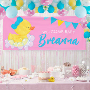 Welkom Baby Grote Meisje Rubber Eend Baby shower Spandoek