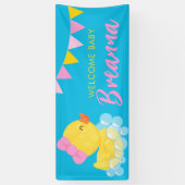 Welkom Baby Grote Meisje Rubber Eend Baby shower Spandoek (Verticaal)