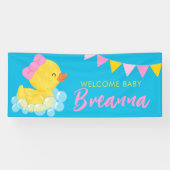 Welkom Baby Grote Meisje Rubber Eend Baby shower Spandoek (Horizontaal)
