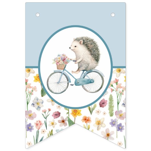 Welkom Baby Hedgehog Floral Bunting Flag - Blauw Vlaggetjes (Tweede vlag)