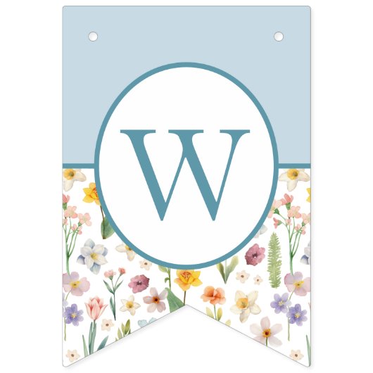 Welkom Baby Hedgehog Floral Bunting Flag - Blauw Vlaggetjes (Derde vlag)
