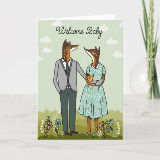 Welkom Baby - Hipster Foxes Baby Kaart