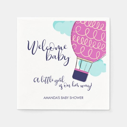 Welkom Baby Hot Air Balloon Baby shower Servetten (Voorkant)