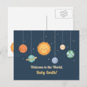 Welkom Baby in World Sun en Planets Space Briefkaart (Voorkant / Achterkant)