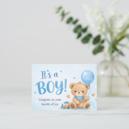 Welkom Baby Jongen – Een Bundeltje Vol Geluk Notitiekaartje