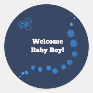 Welkom baby jongen ronde sticker