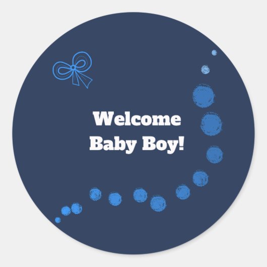 Welkom baby jongen ronde sticker (Voorkant)