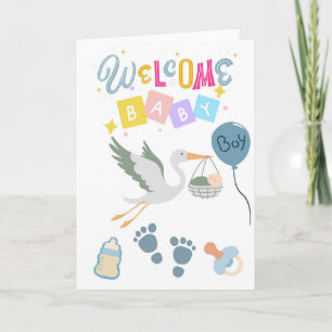 Welkom Baby Jongen Verjaardagskaart Kaart