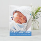 Welkom Baby Jongen Verticale Foto Aankondiging (Staand voorkant)