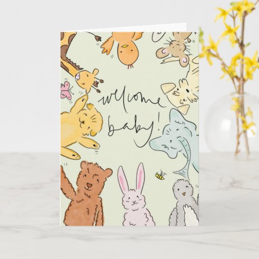 Welkom Baby Kaart (Gele Bloem)